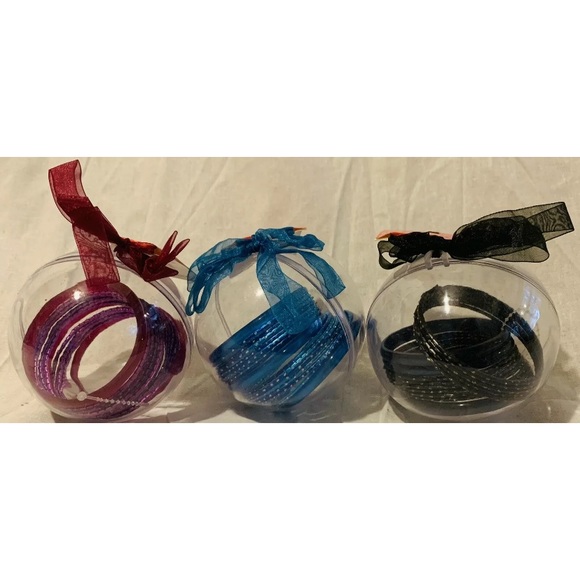 Clear Ball Ornaments 15 Piece Bangle Bracelets Blue Purple Black Lot 3 Sparkle - Picture 2 of 10